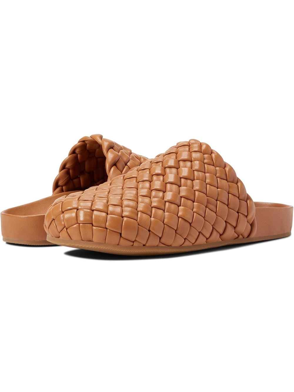 Loeffler Randall Levi Woven Leather Mule Clogs Dark Sand Tan Flat Slides Size 9